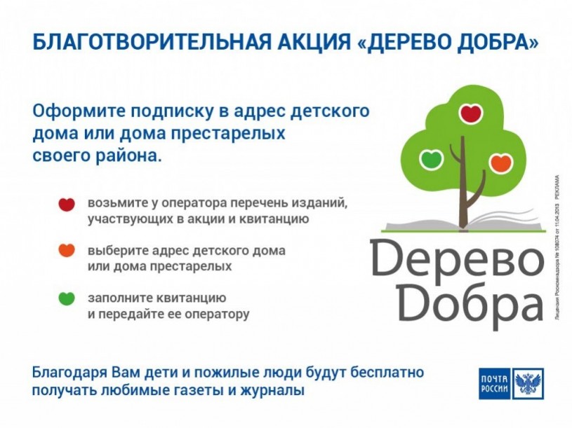 В День защиты детей Почта России предлагает принять участие в благотворительной акции «Дерево добра»